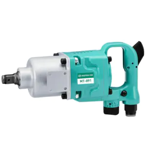Teal and silver heavy-duty pneumatic impact wrench model MT-891 with D-handle, square drive anvil, and torque/reverse adjustment markings